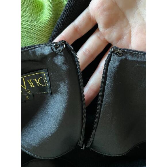 Donna Vinci Knits Vintage Church Dress Green Black Beaded Size 6 Modest Wool - Picture 6 of 12